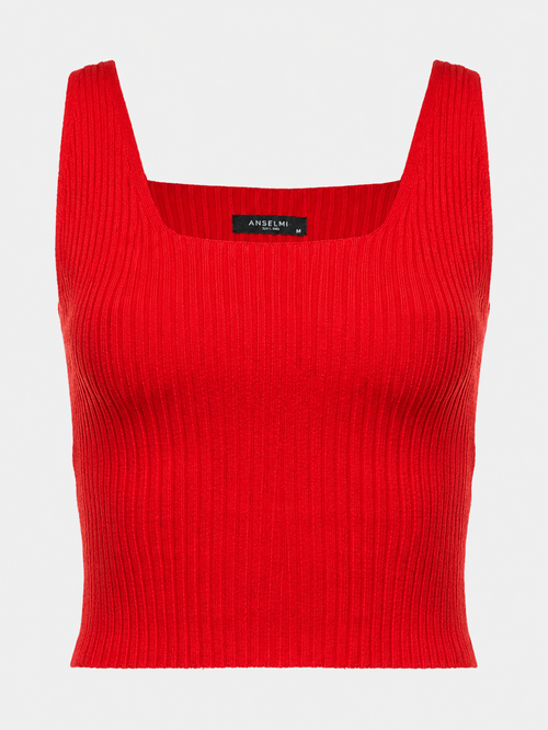 Top Cropped Decote Quadrado Vermelho