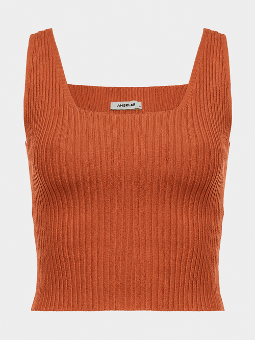 Top Cropped Decote Quadrado Canela