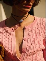 Casaco em Ponto Trança Rosa Pó - Anselmi Feminino