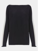 Blusa Decote Canoa em Meia Malha Preto - Anselmi Feminino