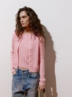 Casaco em Ponto Trança Rosa Pó - Anselmi Feminino
