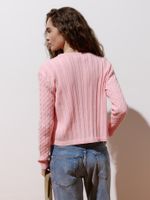 Casaco em Ponto Trança Rosa Pó - Anselmi Feminino