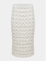 Saia Midi em Ponto Origami Off White - Anselmi Feminino