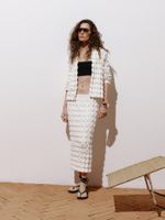Saia Midi em Ponto Origami Off White - Anselmi Feminino