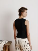 Regata Cropped em Ponto Nervura Preto - Anselmi Feminino