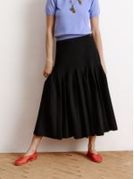 Saia Midi Ponto Tomas Localizado Preto - Anselmi Feminino