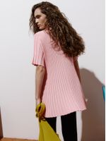Blusa Plissada Evasê Gola Polo Rosa Pó - Anselmi Feminino