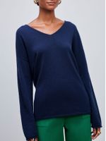 Suéter 100% Cashmere Gola V Azul marinho - Blusa Feminina