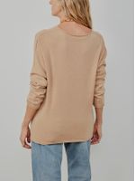 Suéter 100% Cashmere Gola V Camelo - Blusa Feminina