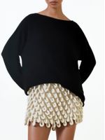 Suéter 100% Cashmere Gola Canoa Preto - Blusa Feminina