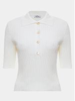 Blusa polo feminina de tricô canelado com botões, da Anselmi
