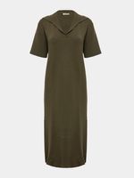 Vestido midi feminino de tricô com gola polo e manga curta, da Anselmi