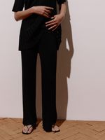 Calça Canelada Reta Preto - Anselmi Feminino