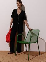 Calça Canelada Reta Preto - Anselmi Feminino