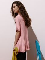 Blusa Plissada Evasê Gola Polo Rosa Pó - Anselmi Feminino