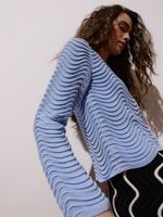 Blusa feminina de tricô em ponto Ondas com manga longa, da Anselmi