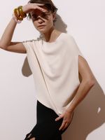 Blusa feminina de tricô 3D em ponto Links com manga japonesa, da Anselmi