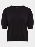 Blusa feminina de tricô 3D com manga curta e decote careca, da Anselmi