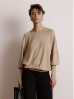 Blusa feminina de tricô 3D com manga morcego e punhos altos, da Anselmi