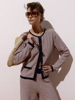 Casaco feminino de tricô jacquard com lapelas e botões, da Anselmi