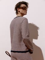 Casaco feminino de tricô jacquard com lapelas e botões, da Anselmi