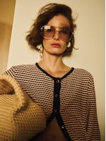 Casaco feminino de tricô jacquard com lapelas e botões, da Anselmi