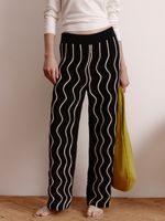Calça Pantalona Ondas Bicolor Preto - Anselmi Feminino