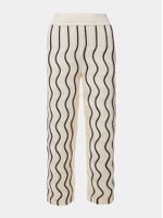 Calça pantalona feminina de tricô bicolor em ponto Ondas, da Anselmi
