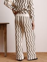 Calça pantalona feminina de tricô bicolor em ponto Ondas, da Anselmi