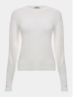 Blusa feminina de tricô 3D com detalhe em botões no punho, da Anselmi