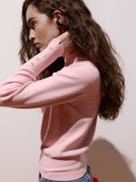 Blusa feminina de tricô 3D com detalhe em botões no punho, da Anselmi