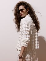 Casaco Curto em Ponto Origami Off White - Feminino Anselmi