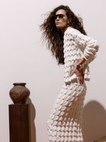 Casaco Curto em Ponto Origami Off White - Feminino Anselmi