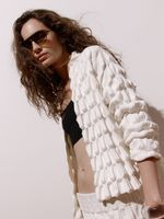 Casaco Curto em Ponto Origami Off White - Feminino Anselmi