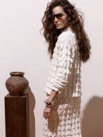 Casaco Curto em Ponto Origami Off White - Feminino Anselmi