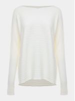 Blusa feminina de tricô 3D canelado com decote canoa e manga morcego, da Anselmi