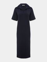 Vestido midi feminino de tricô com gola polo e manga curta, da Anselmi