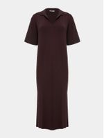 Vestido midi feminino de tricô com gola polo e manga curta, da Anselmi