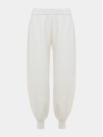 Calça balloon feminina de tricô canelado com cós alto, da Anselmi