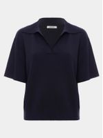 Blusa ampla feminina de tricô Milano com gola polo, da Anselmi