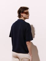 Blusa ampla feminina de tricô Milano com gola polo, da Anselmi