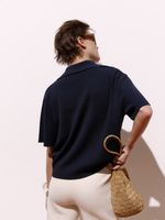 Blusa ampla feminina de tricô Milano com gola polo, da Anselmi