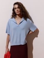 Blusa ampla feminina de tricô Milano com gola polo, da Anselmi