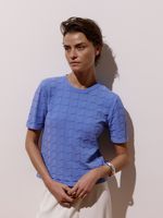 Blusa feminina de tricô em ponto Links com manga curta, da Anselmi