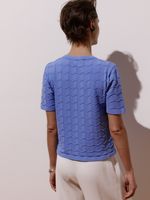 Blusa feminina de tricô em ponto Links com manga curta, da Anselmi