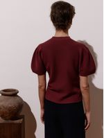 Blusa feminina de tricô 3D com decote redondo e manga japonesa, da Anselmi